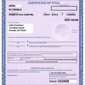 Fake Car Titles for Sale